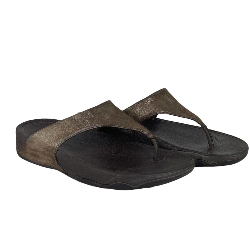 Fitflop Lulu Bronze Shimmer Sandals Flip Flop Style 505012 Thong Womens Sz 8 - Picture 2 of 10